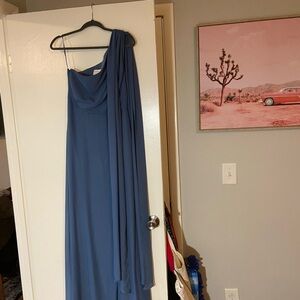 Elegant Blue One-Shoulder Gown